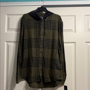 Plaid Button Down Shirt - Olive and Black